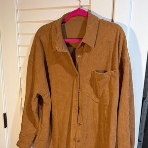 Brown Corduroy Button-Up Shirt. New, never worn.